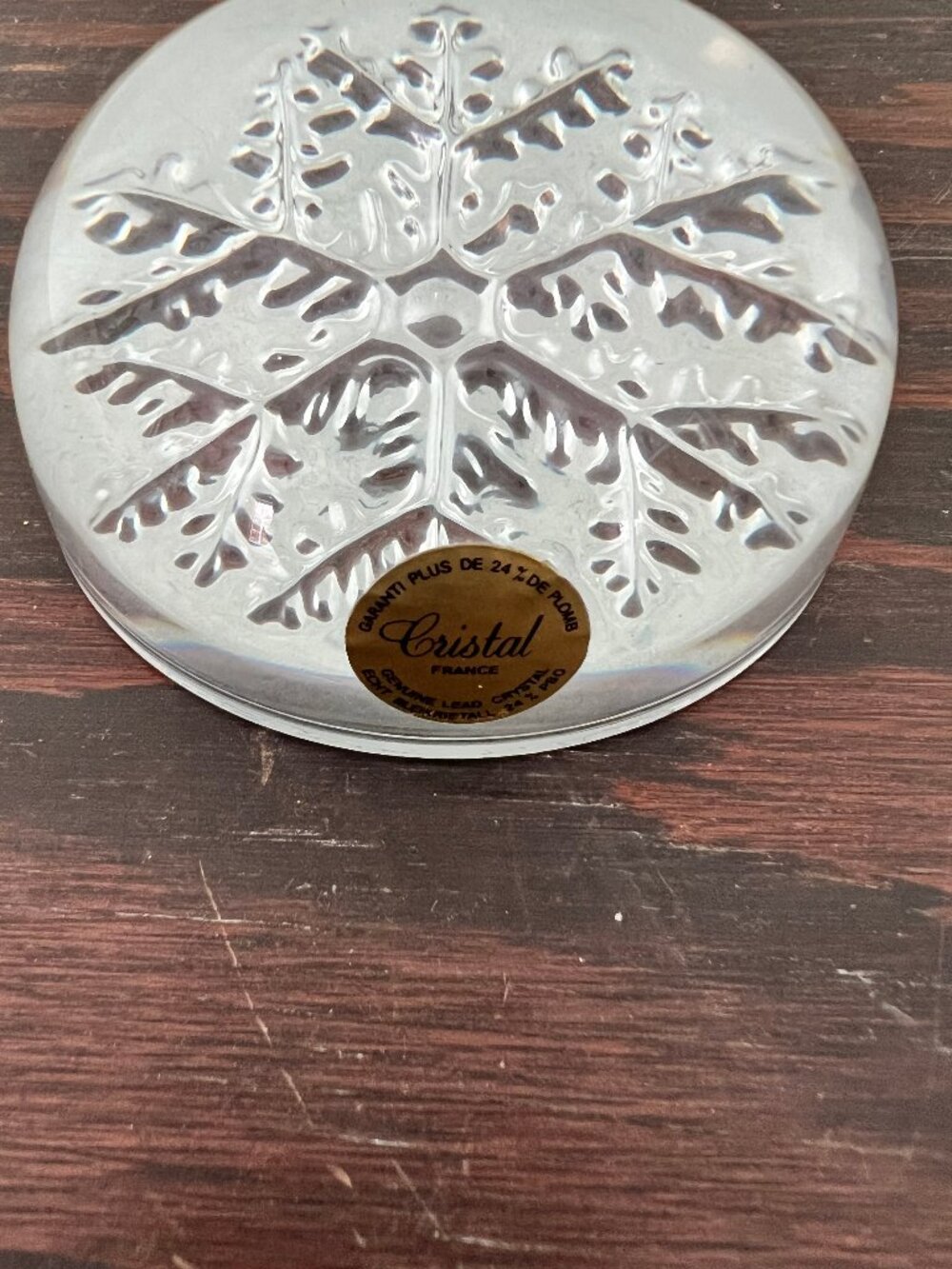 Vintage Cristal France Snowflake Paperweight – Genuine Lead Crystal - Picture 4 of 4